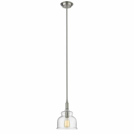 FEELTHEGLOW Zoe Transitional 1 Light Brushed Nickel Ceiling Mini Pendant - 8 in. FE2542657
